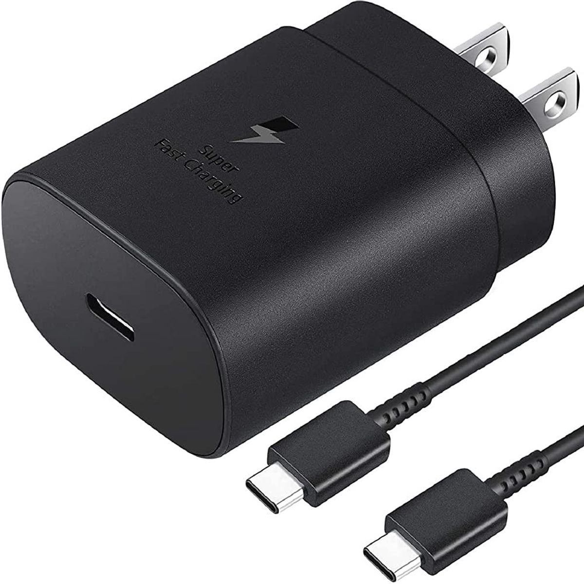 GENERICO - Cargador 25W y Cable Usb C a C Carga Rápida para Galaxy Negro
