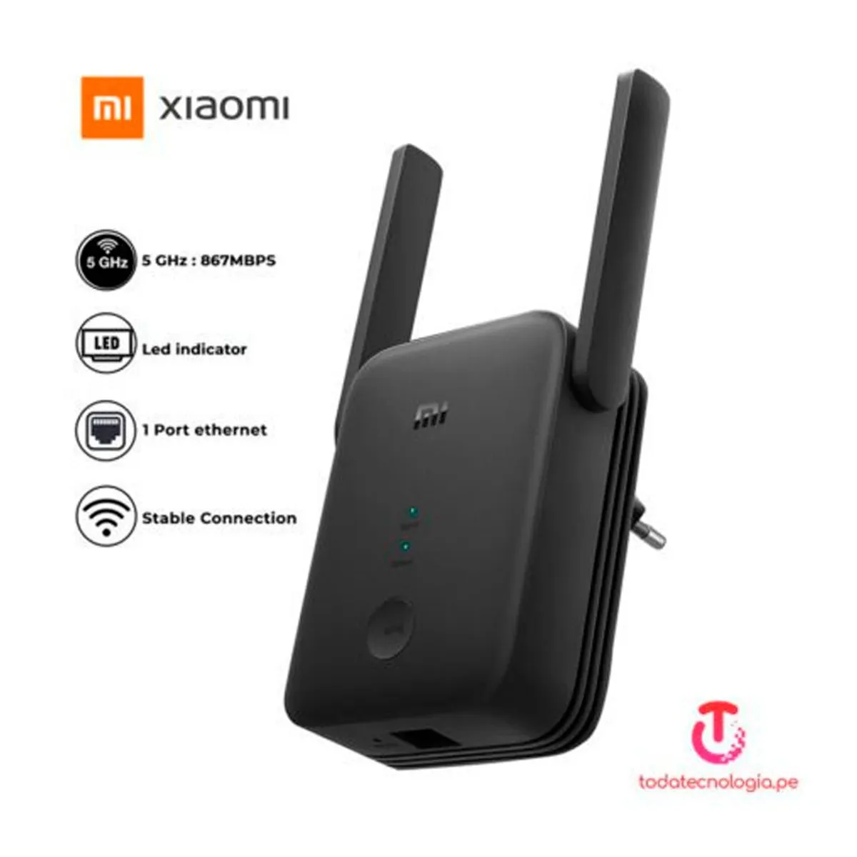 XIAOMI - Repetidor WiFi XIAOMI Amplificador de Señal Extensor AC1200