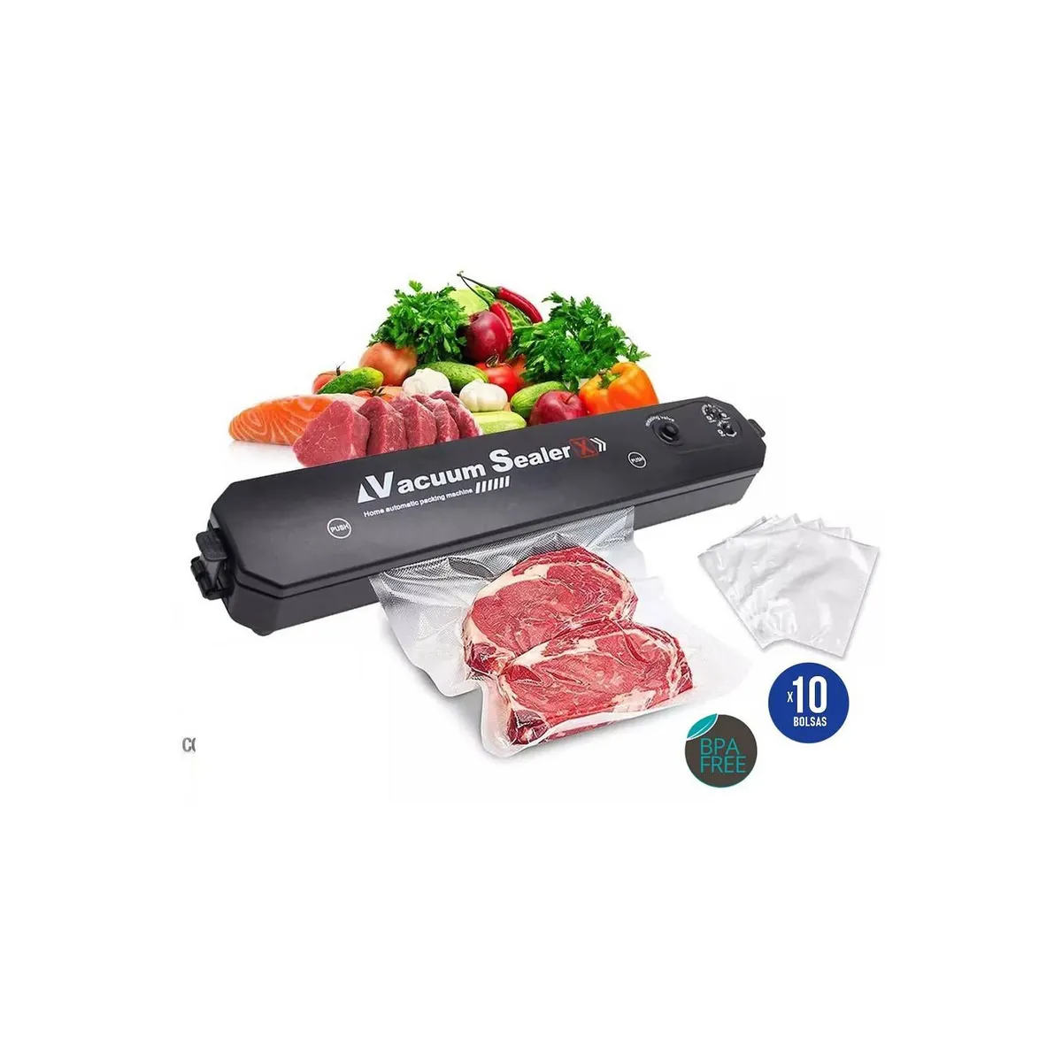 GENERICO - Sellador de Bolsa al Vacío + 10 bolsas para Alimentos