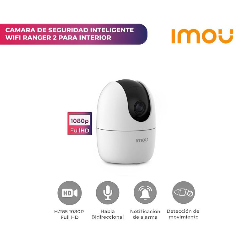 IMOU - CÁMARA DE SEGURIDAD WIFI  2MP  IMOU RANGER 2 PARA INTERIOR