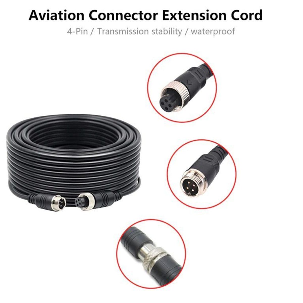 GENERICO - CABLE 4 PINES AVIATION 10 METROS M12 PARA MDVR CAMARAS