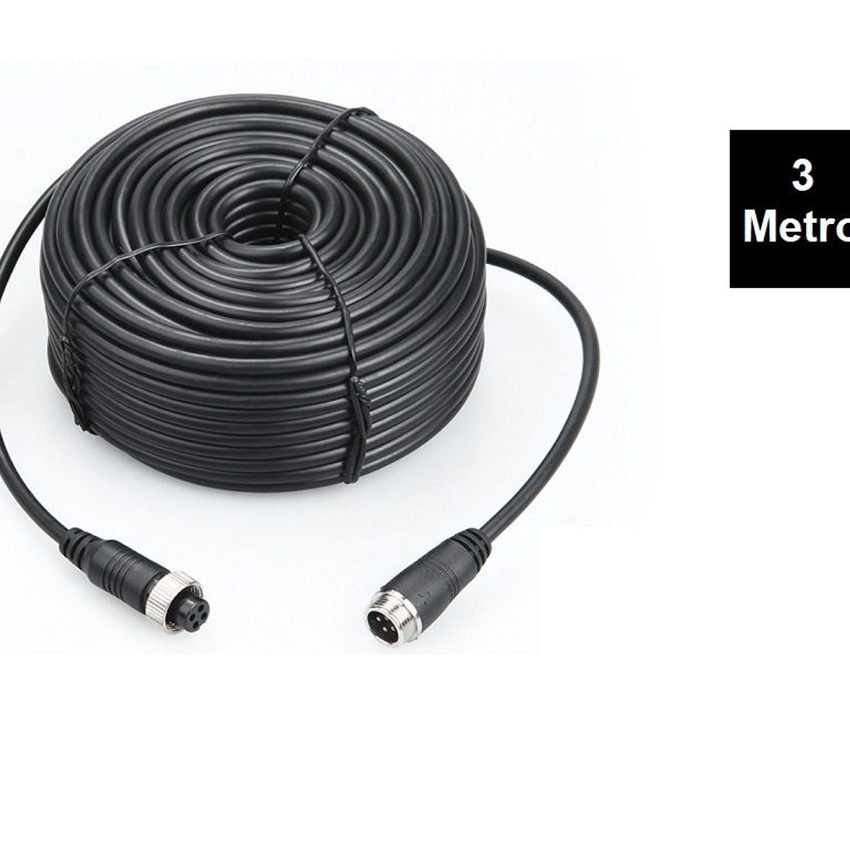 GENERICO - CABLE 4 PINES 3 METROS M12 AVIATION PARA MDVR CAMARAS