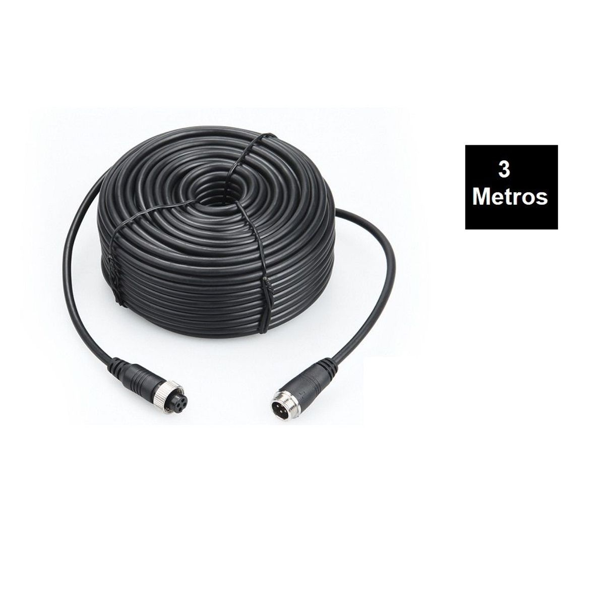 GENERICO - CABLE 4 PINES 3 METROS M12 AVIATION PARA MDVR CAMARAS