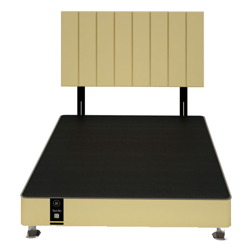 BARAKA HOME - Dormitorio Linz 1.53 x 2.03 + Cabecera Neuss Pata Desmontable Queen - Beige Claro