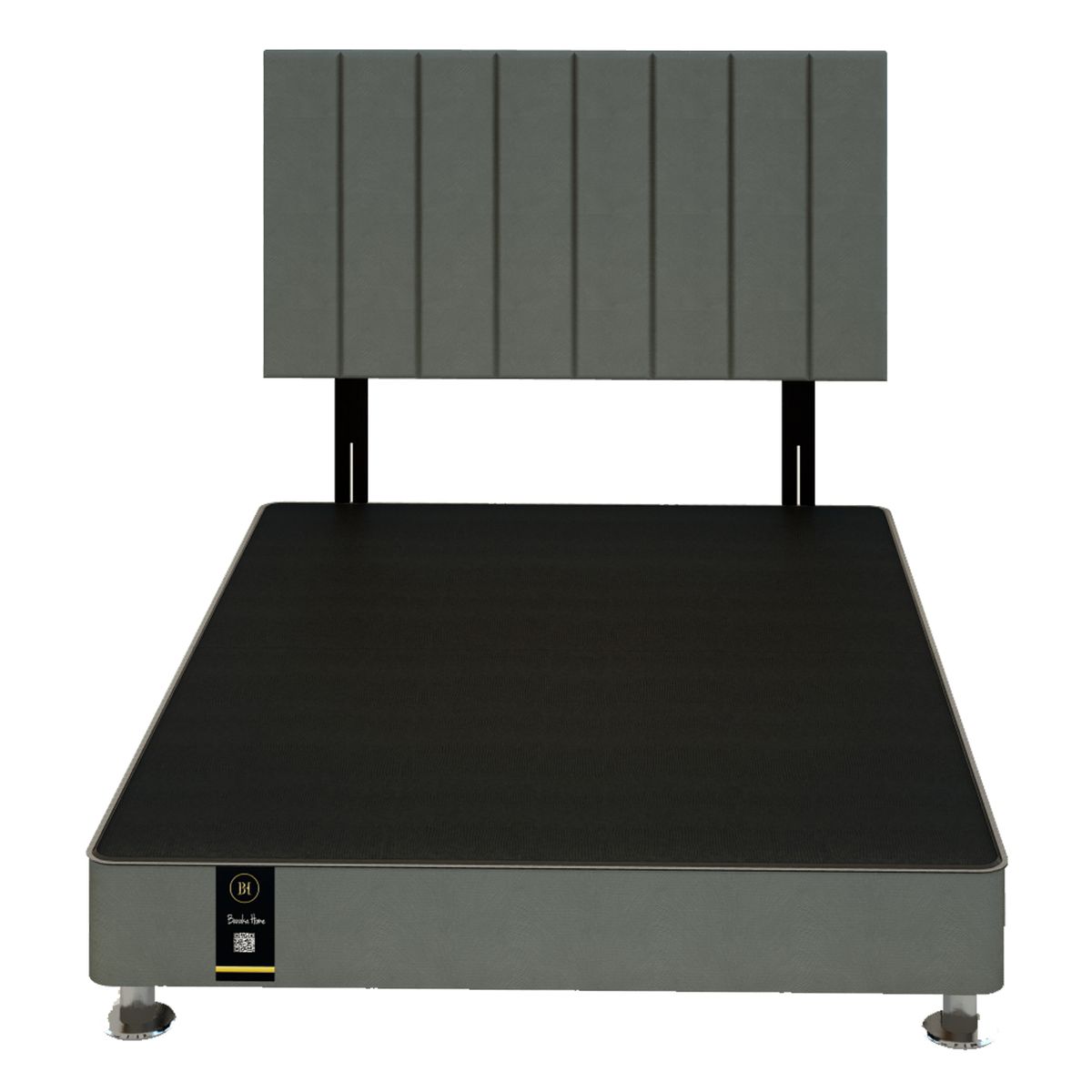 BARAKA HOME - Dormitorio Linz 1.53 x 2.03 + Cabecera Neuss Pata Desmontable - Gris Oscuro