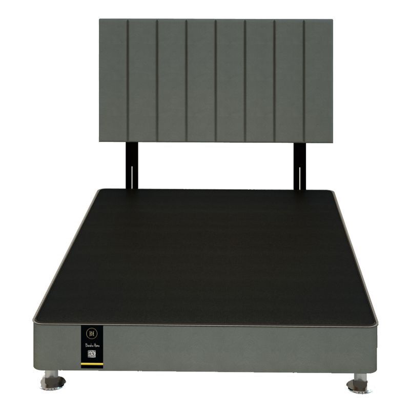 BARAKA HOME - Dormitorio Linz 1.53 x 2.03 + Cabecera Neuss Pata Desmontable - Gris Oscuro