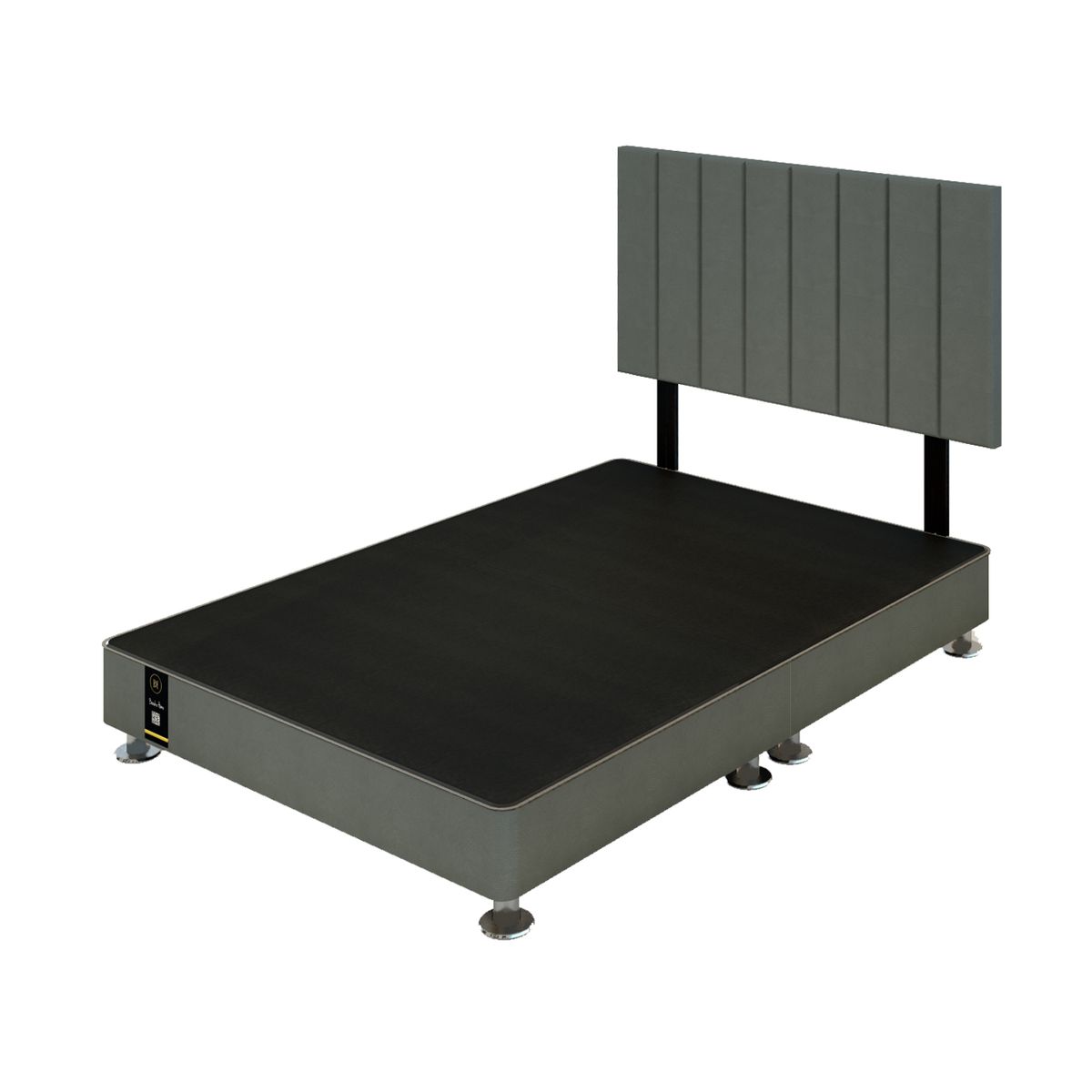 BARAKA HOME - Dormitorio Linz 1.53 x 2.03 + Cabecera Neuss Pata Desmontable - Gris Oscuro