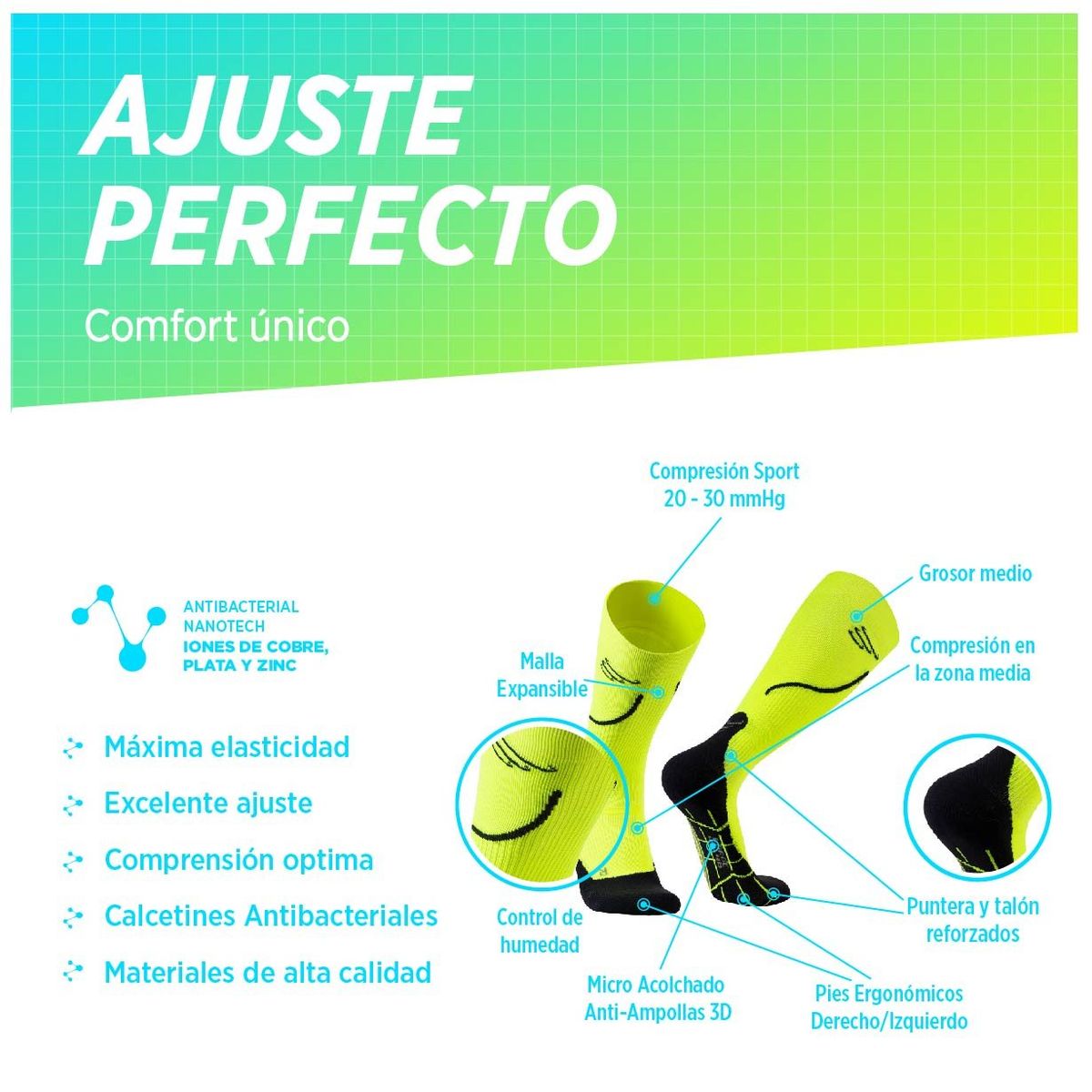 SILVERA NANOTECH - Medias Deportivas de Compresión para Hombre y Mujer