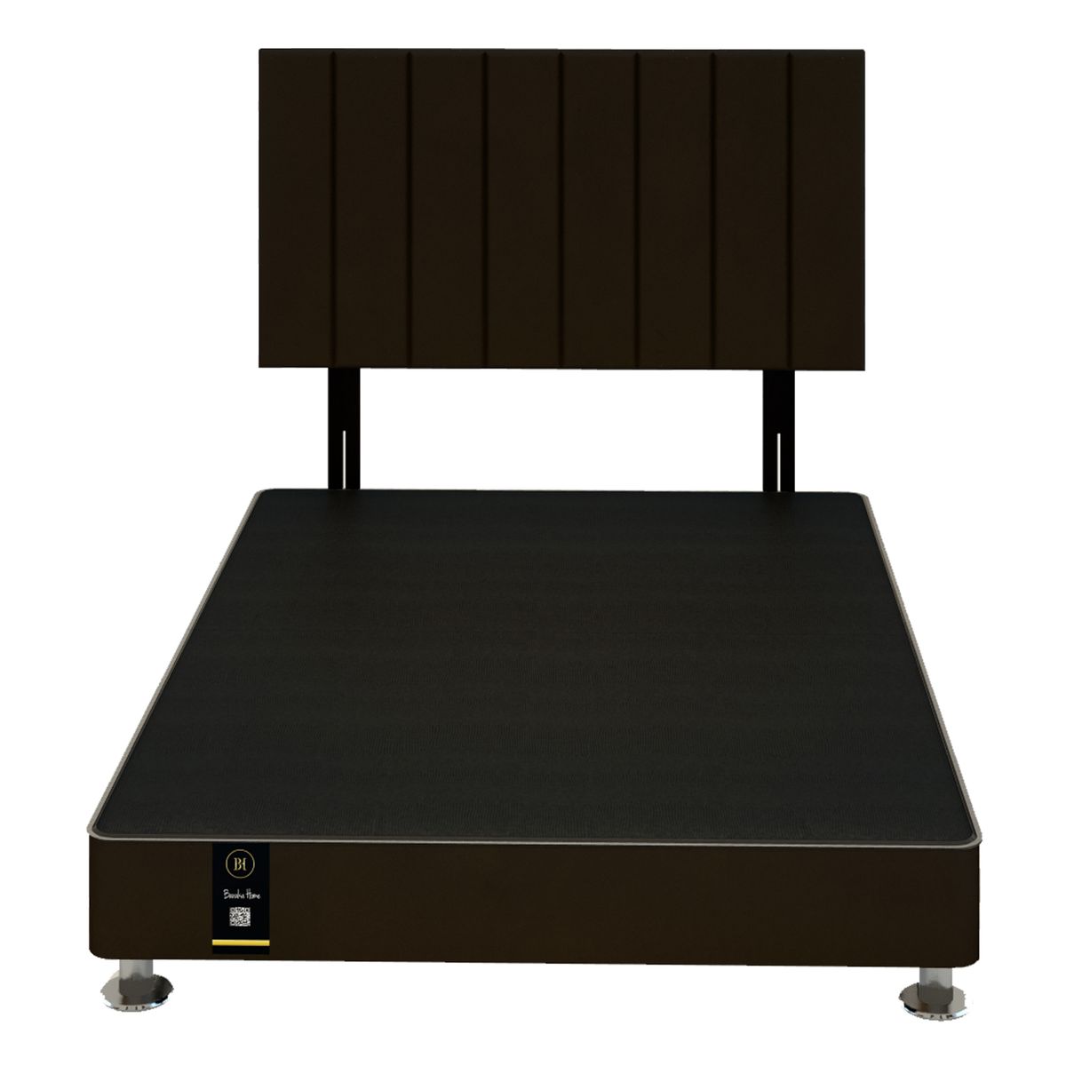 BARAKA HOME - Dormitorio Linz 1.53 x 2.03 + Cabecera Neuss Pata Desmontable Queen - Chocolate Oscuro