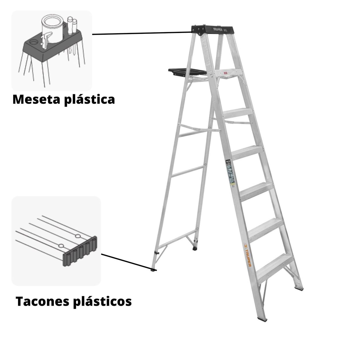 TRUPER - Escalera tijera 6 peldaños 150 Kg Truper