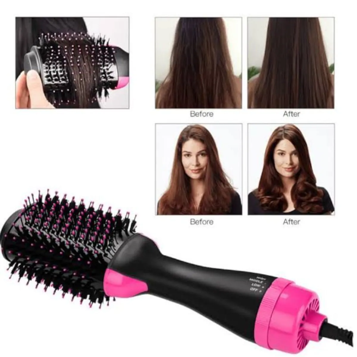 OEM - Secador Con Cepillo 2 en 1 Seca y Alisa Ondula el Cabello ONE STEP