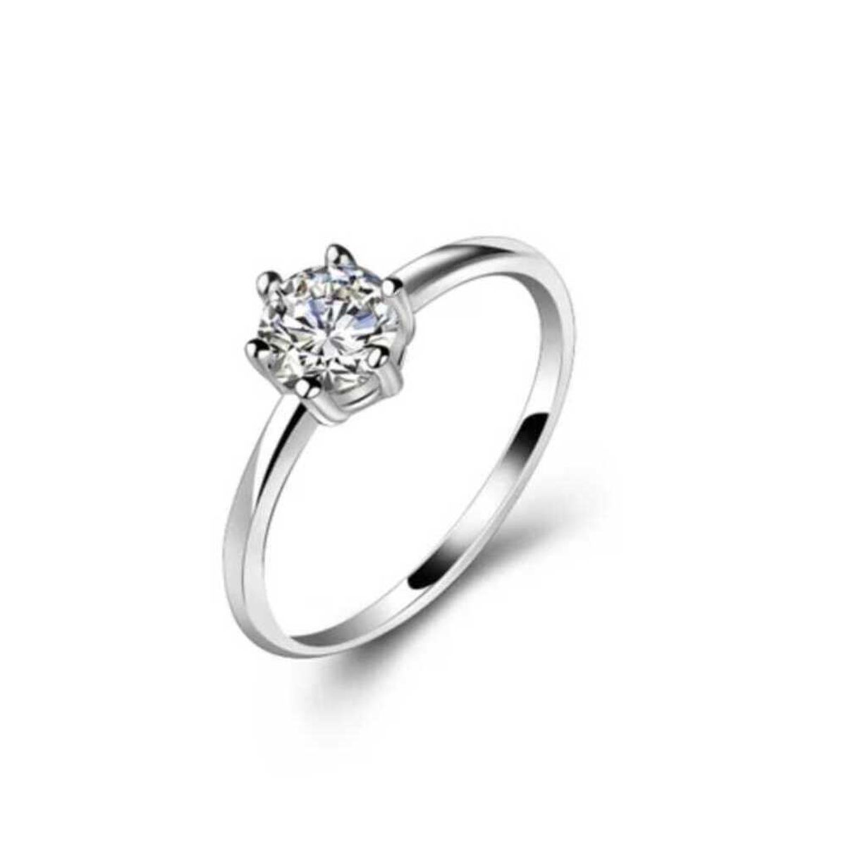 GENERICO - Anillo de Compromiso de Plata Bañado en Oro Blanco 18k Modelo 356