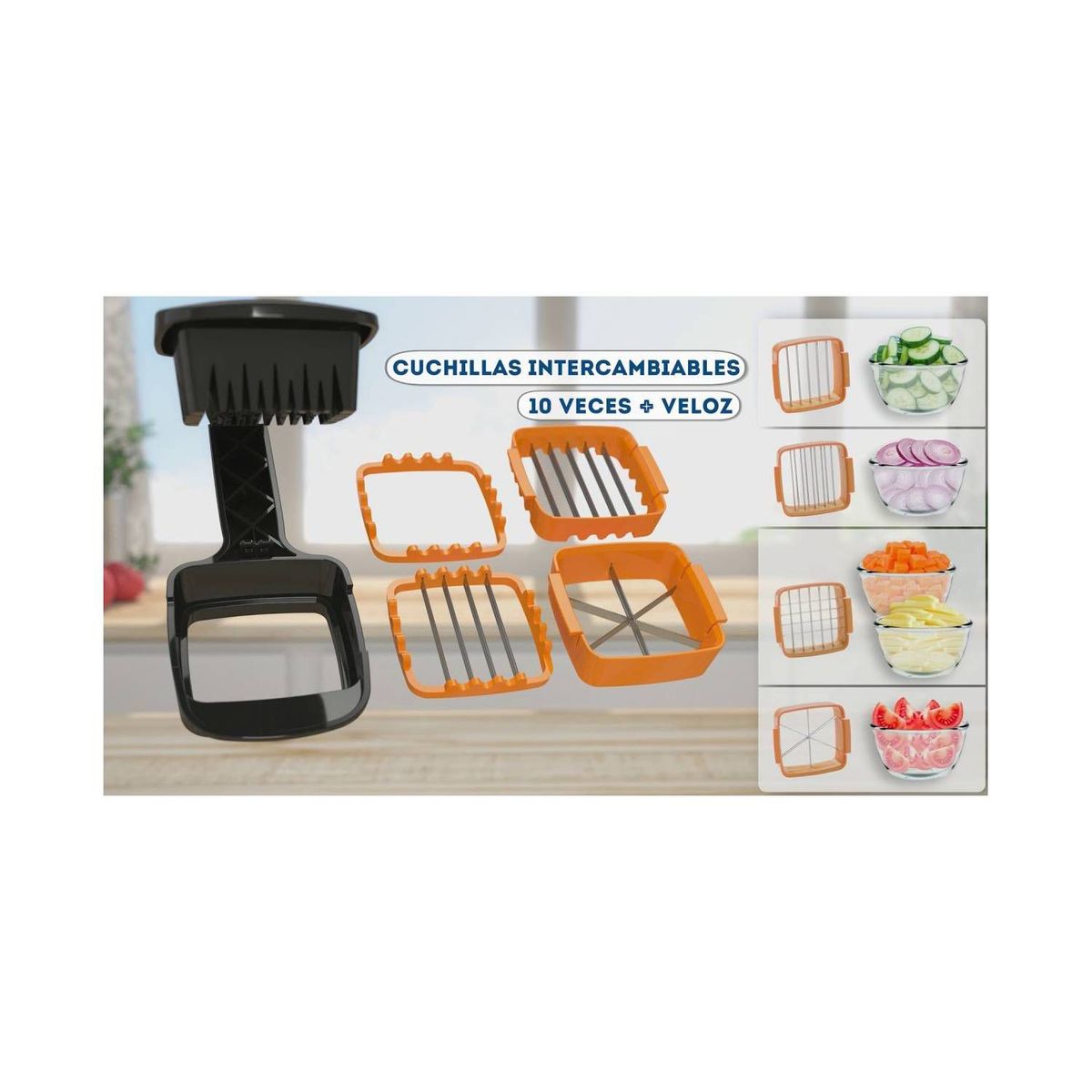 GENERICO - Cortador de frutas y verduras 5 en 1 de acero inoxidable