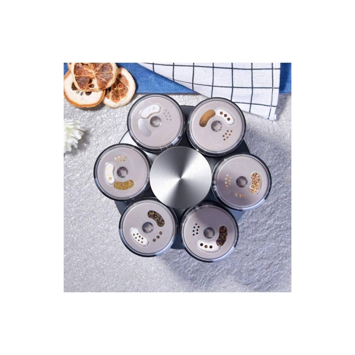 GENERICO - Condimentero Giratorio de Vidrio x6 OT-020