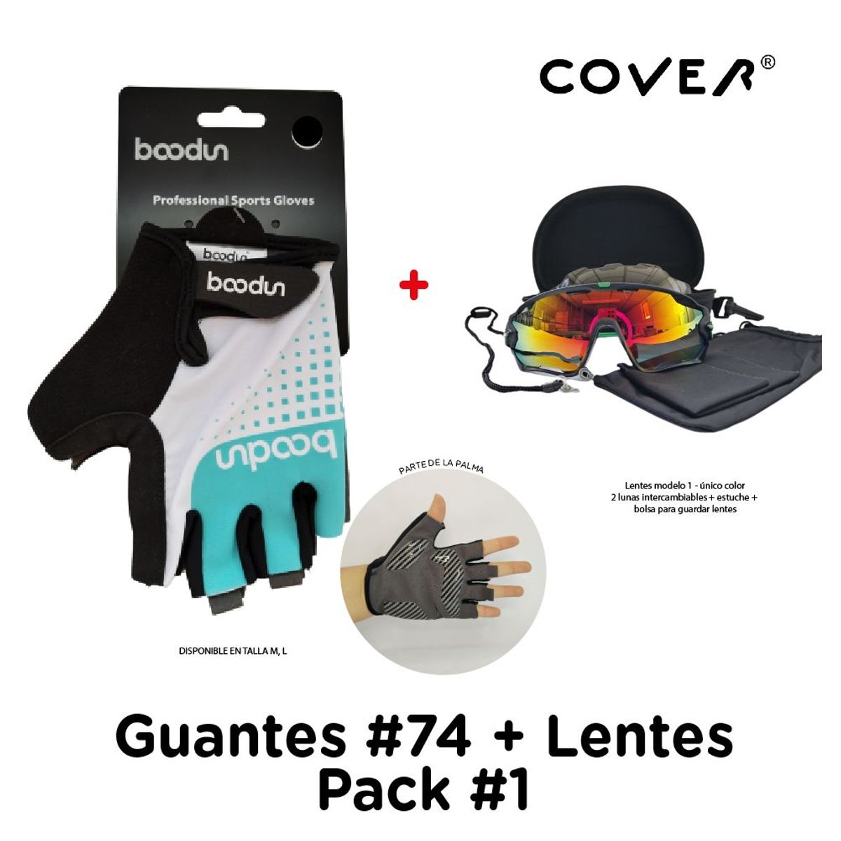 COVER - Pack Guantes 74 Puntos - Lentes de Ciclismo
