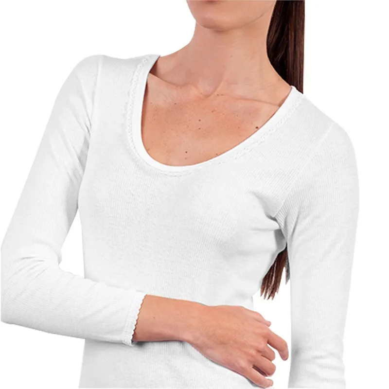 SWEET COTTON - Polo Manga Larga Sweet Cotton Blanco