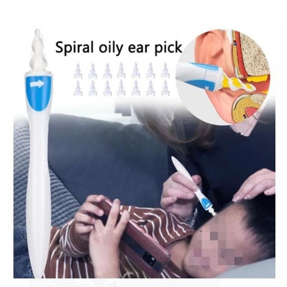 GENERICO - Limpiador de oído Y16 cabezales de silicona CON estuche portátil