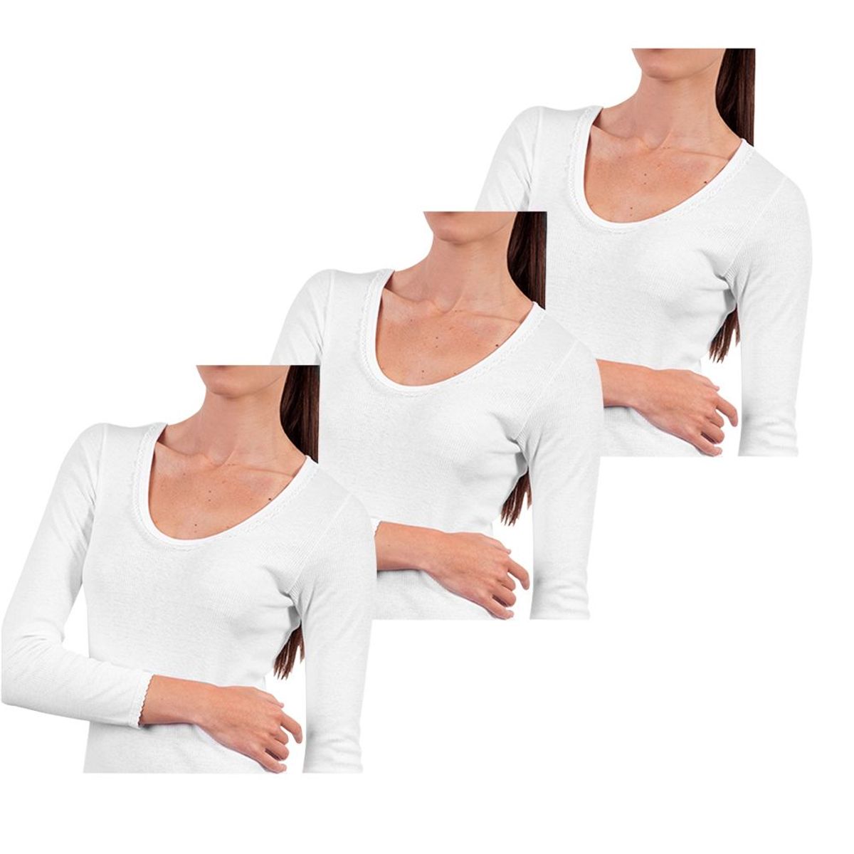 SWEET COTTON - Pack x3 Polo Sweet Cotton Manga Larga Blanco