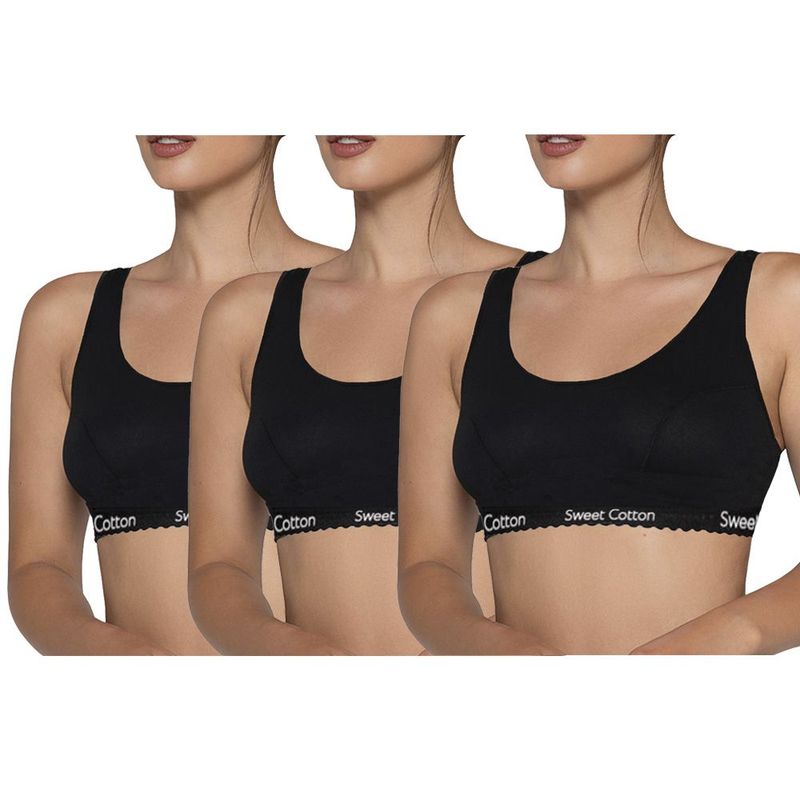 SWEET COTTON - Pack x3 Top Deportivo de Algodón Sweet Cotton Negro