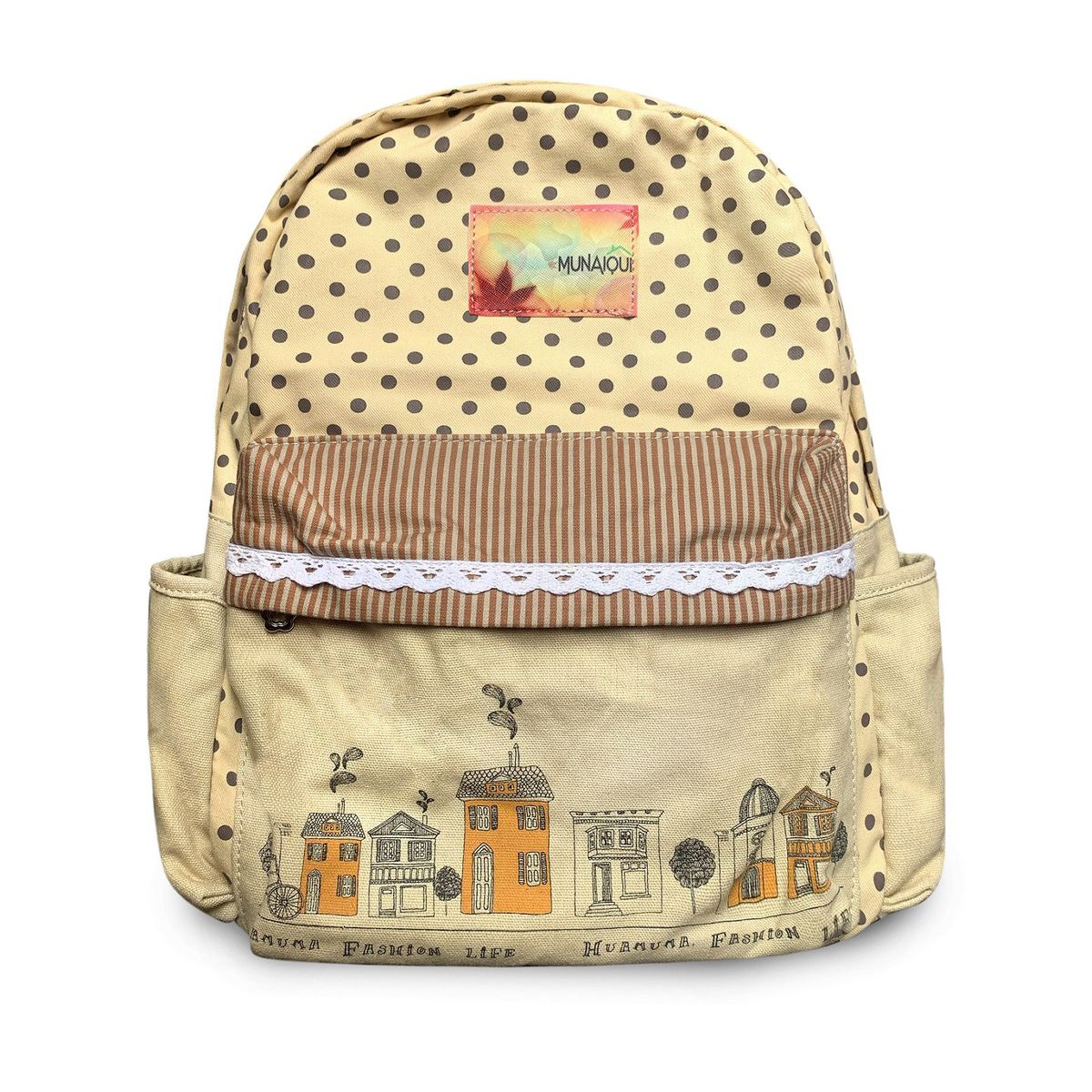 MUNAIQUI - Mochila Munaiqui modelo Nostalgia color beige de lona algodonada