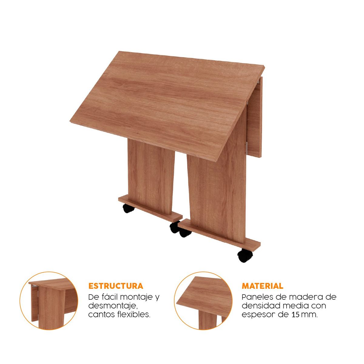 BONNO - Escritorio De Melamina Monet Desmontable Almendra Bonno