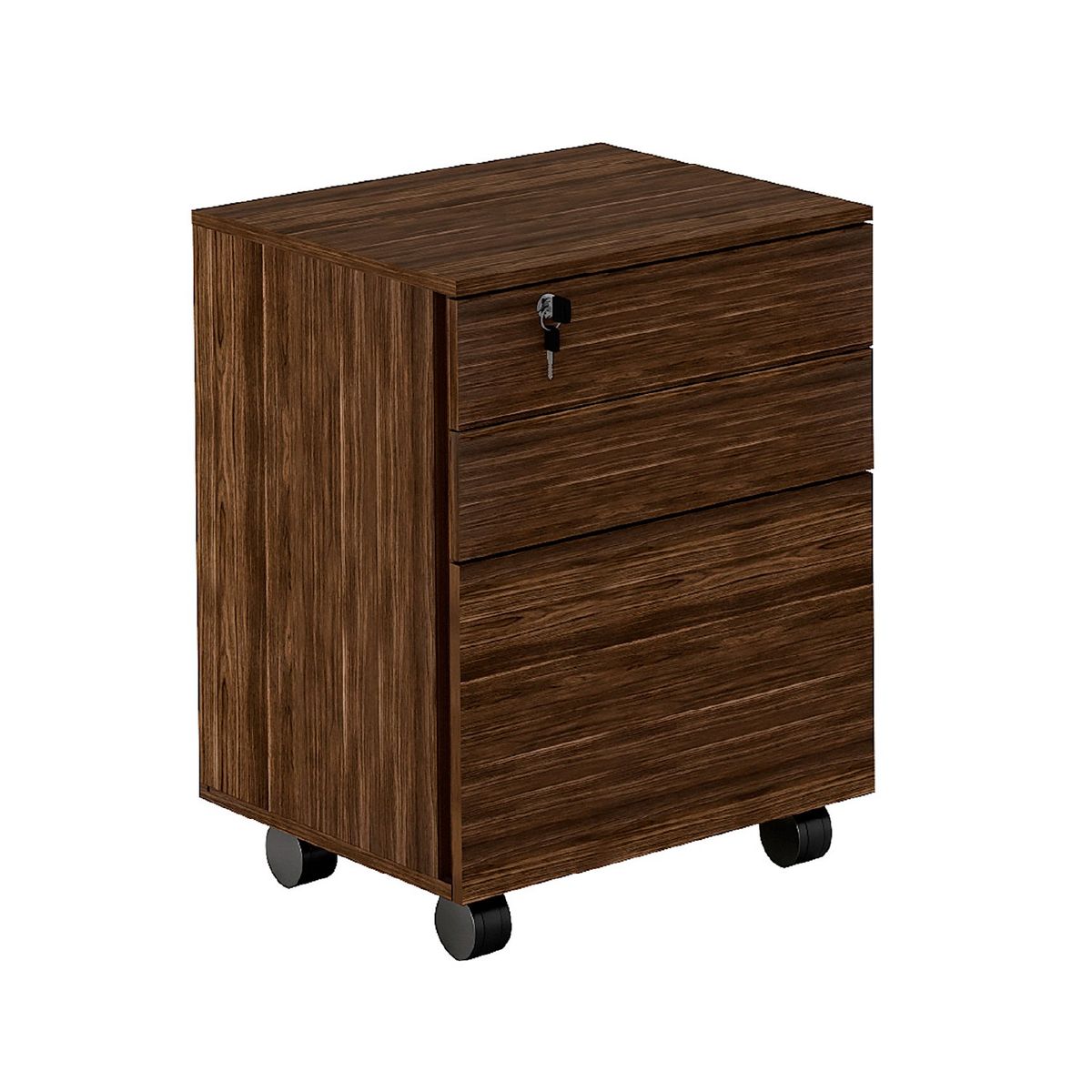 BONNO - Archivador De Oficina 3 Cajones Wong Ruedas Nogal Bonno