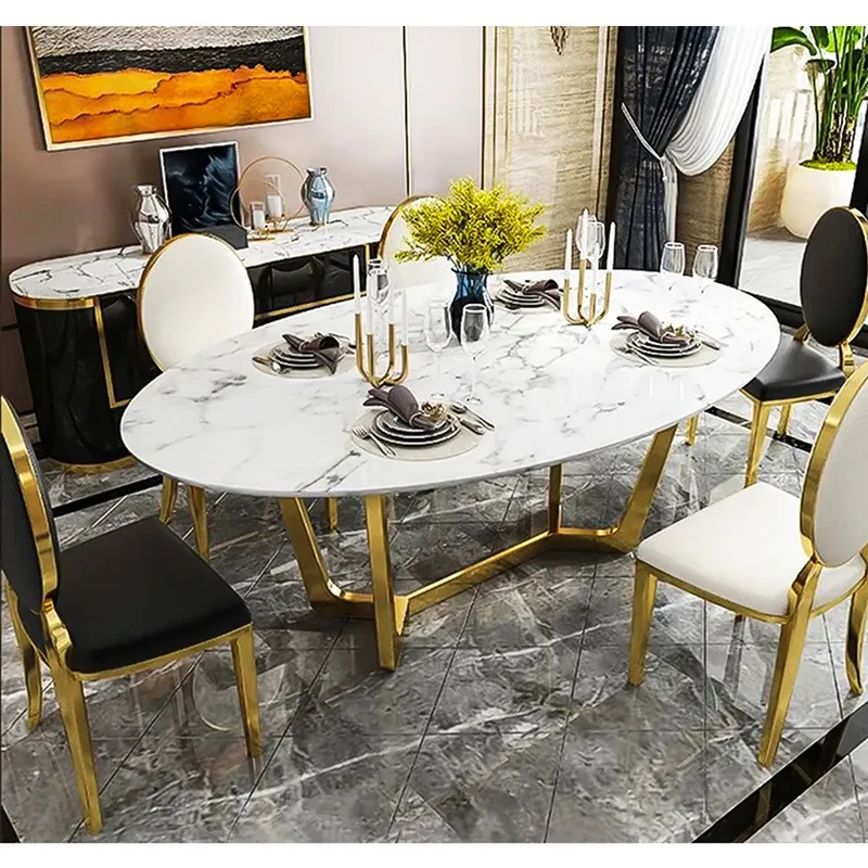 DECOR MESAS - Mesa de Comedor Oval - Mármol