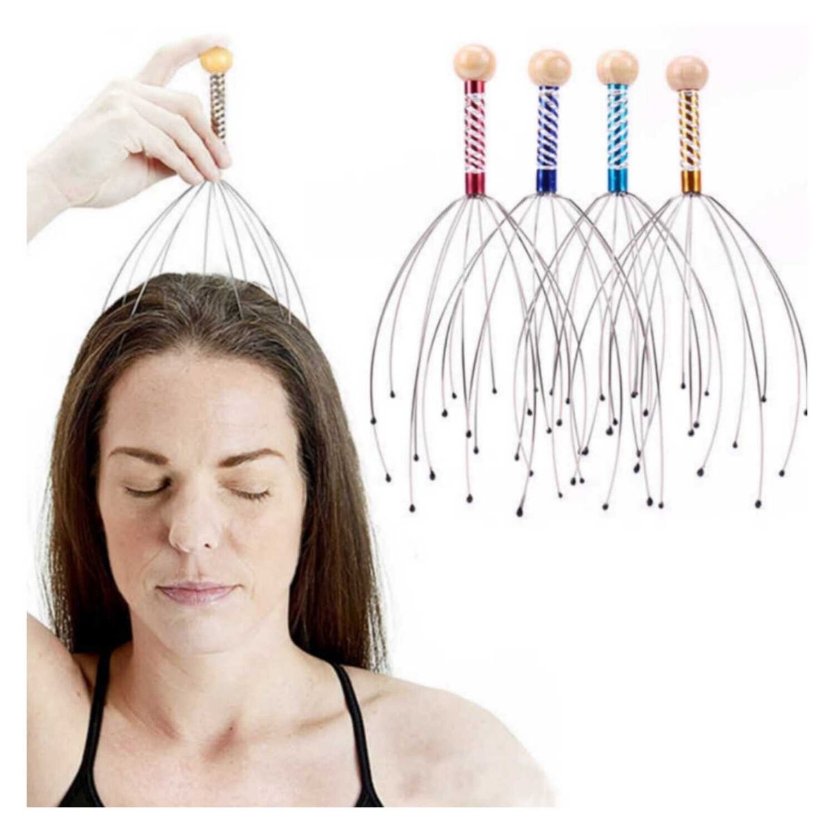 GENERICO - Masajeador con bolas de acero para cabeza 1 piezas