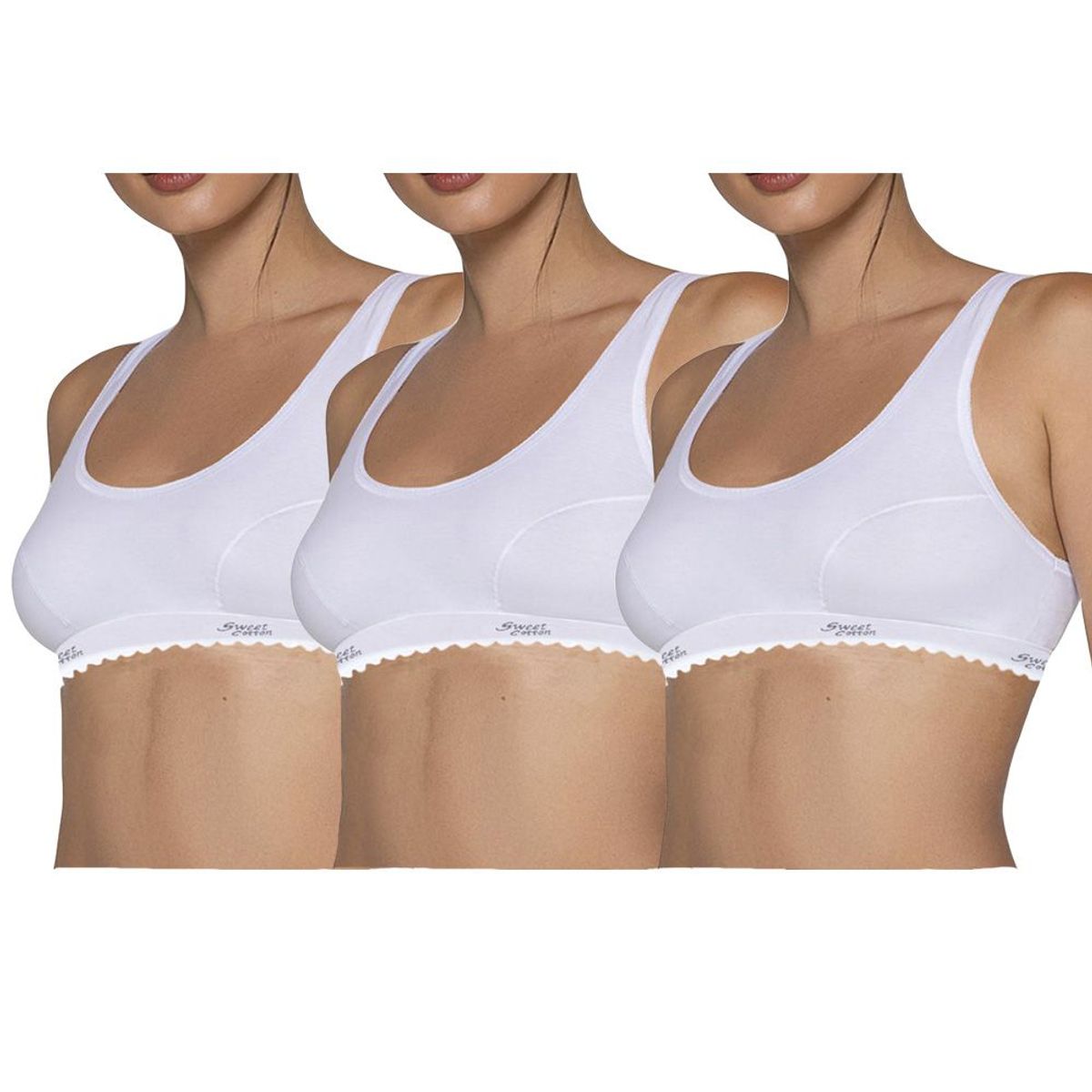 SWEET COTTON - Pack x3 Top Deportivo de Algodón Sweet Cotton Blanco