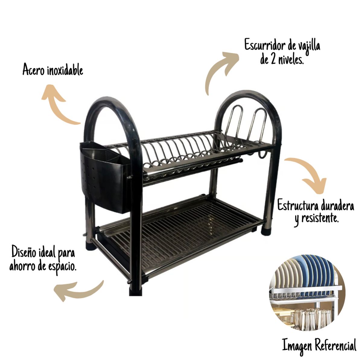 FINEZZA - Escurridor de Vajilla Acero Inoxidable FINEZZA FZ-8053-R