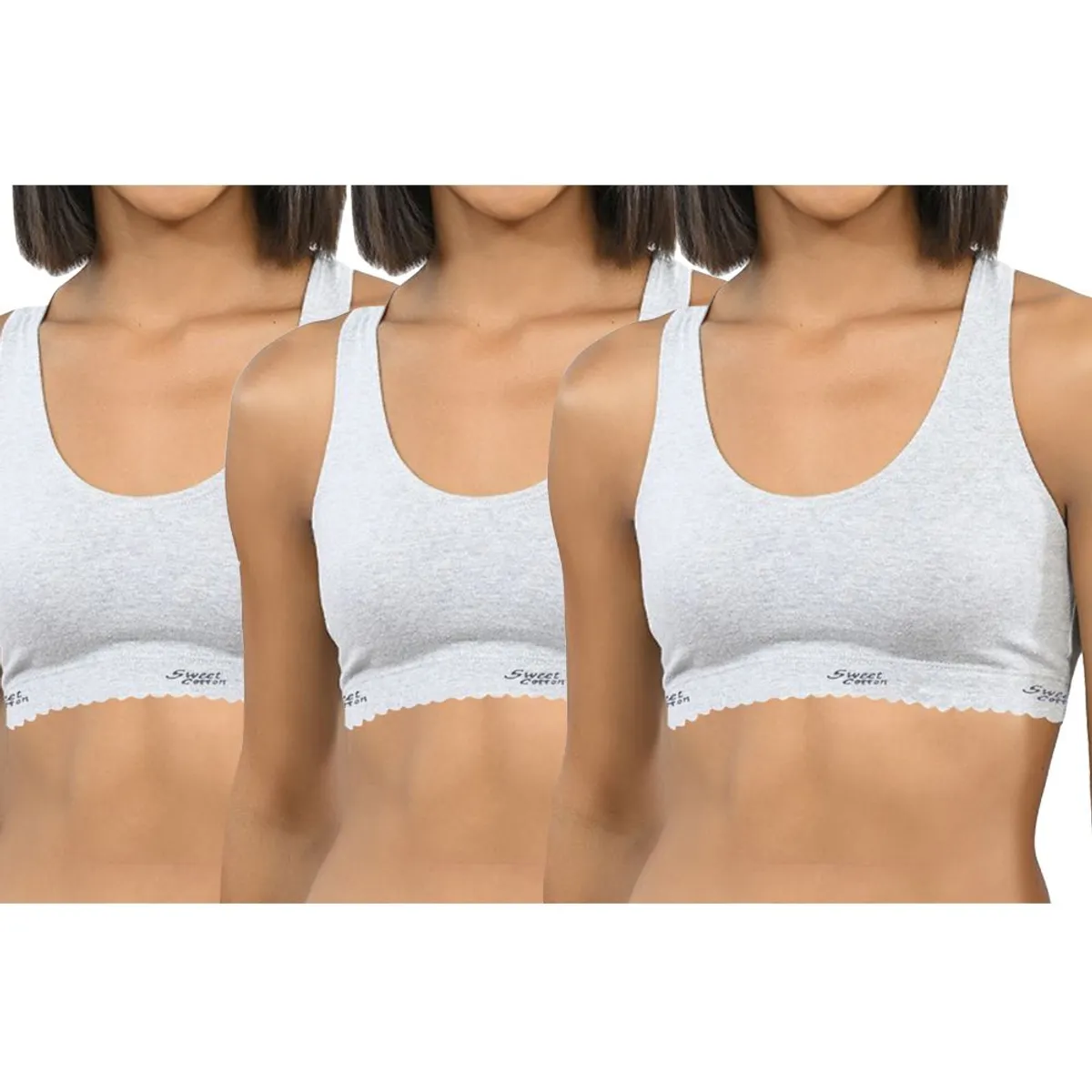 SWEET COTTON - Pack x3 Top Deportivo de Algodón Sweet Cotton Gris