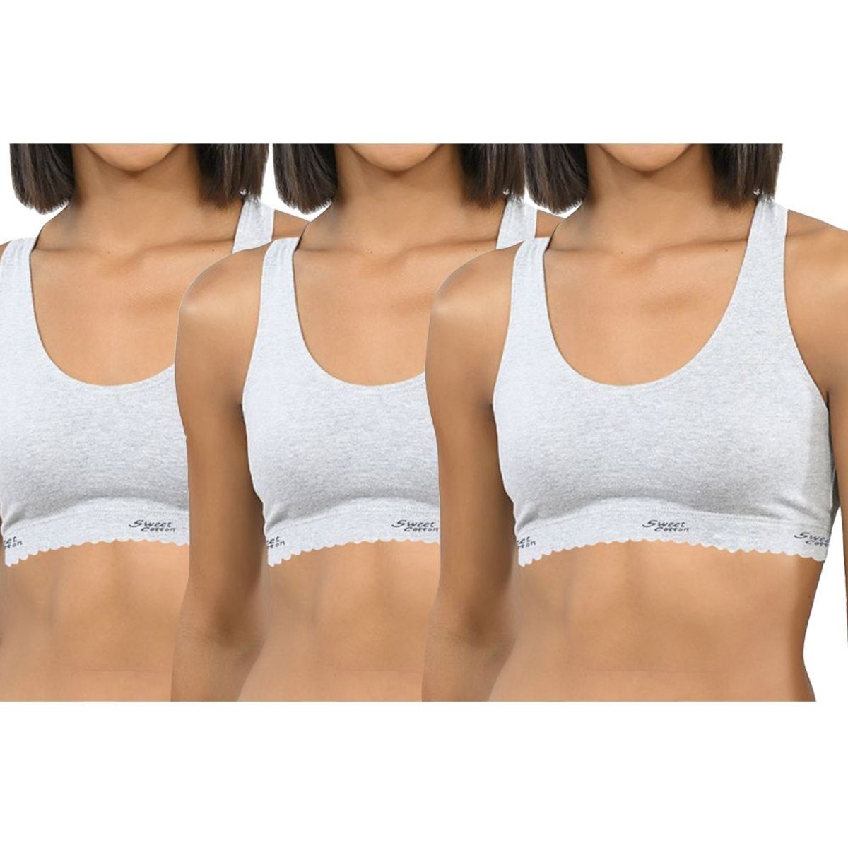 SWEET COTTON - Pack x3 Top Deportivo de Algodón Sweet Cotton Gris