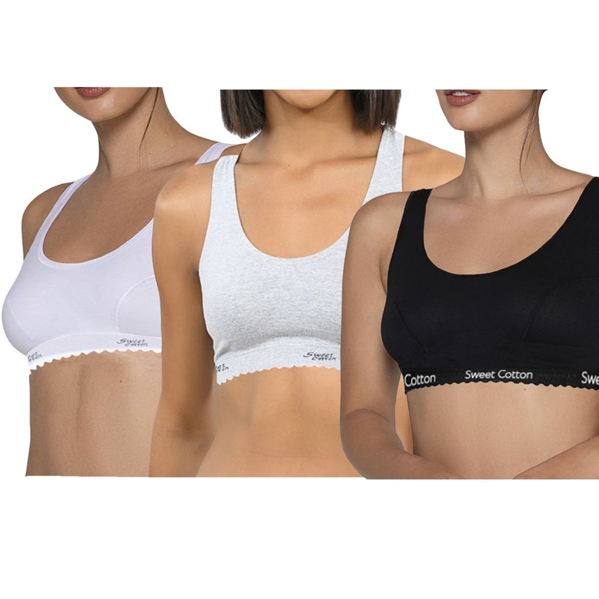 SWEET COTTON - Pack x3 Top Deportivo de Algodón Sweet Cotton Multicolor