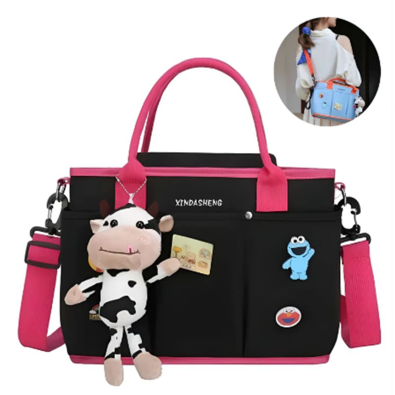 ELMEJORPRECIO - Bolso Pañalera Con Divisiones Ajustable Colgador Negro