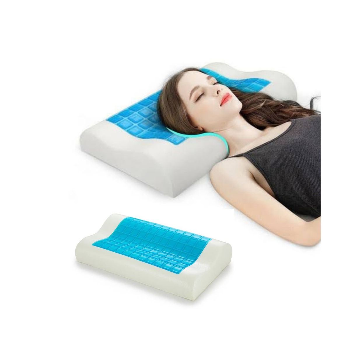 GENERICO - Almohada Con Gel Memory Ortopédica Viscoelástica Curvatura Sin Funda