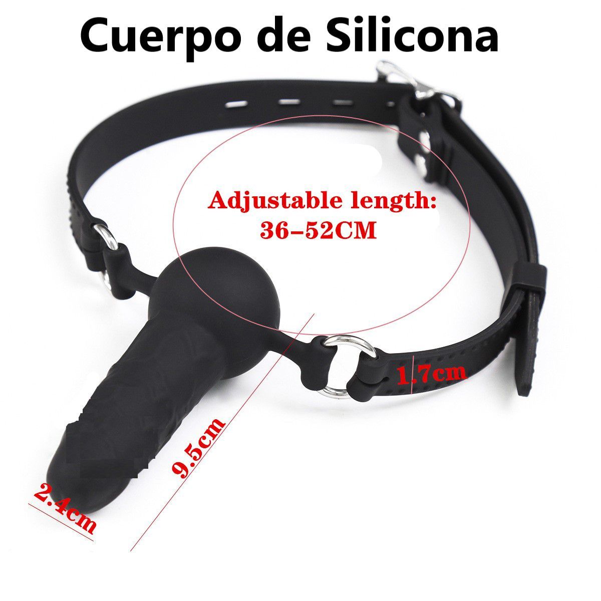 GENERICO - Mordaza bola para la boca con pene - NEGRO