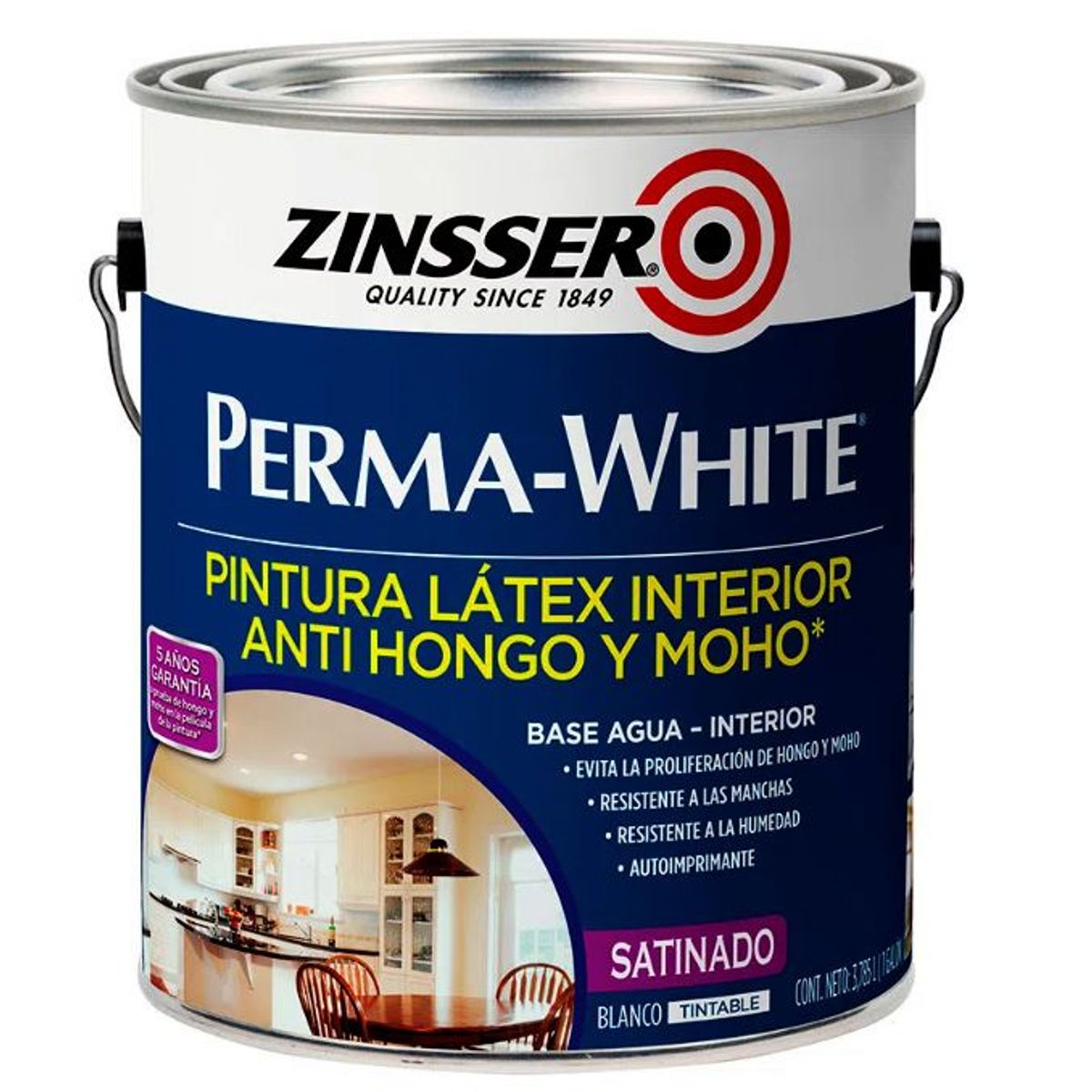 RUST OLEUM - ZINSSER PERMA-WHITE PINTURA LÁTEX BLANCO 1 GALÓN