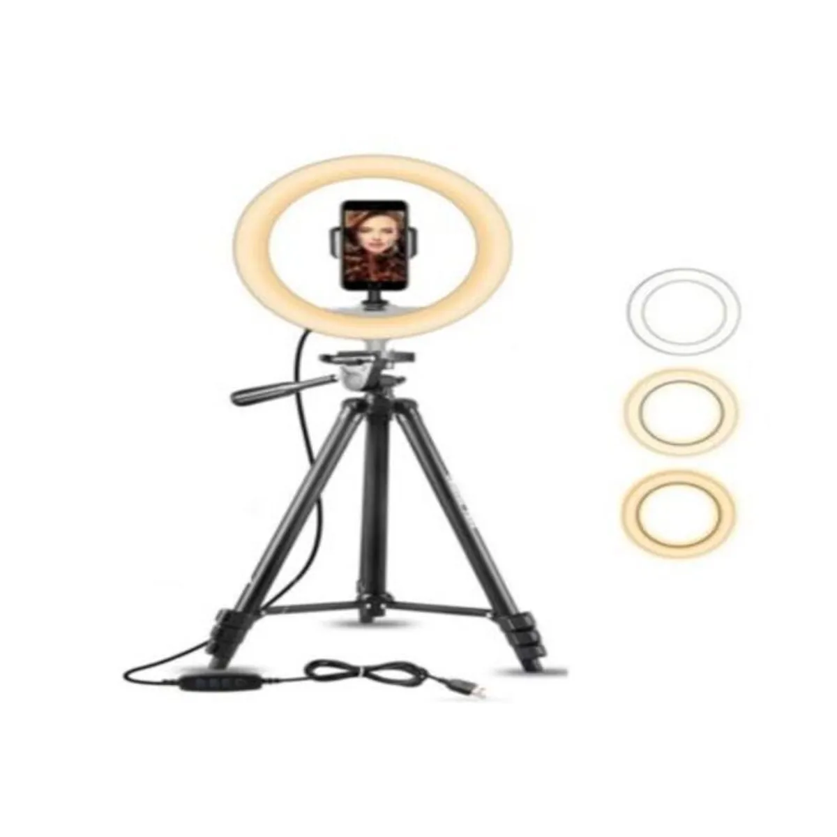 GENERICO - Aro luz Led Anillo 26 Cm Fotografía Video + Trípode Camara 1.02 MT