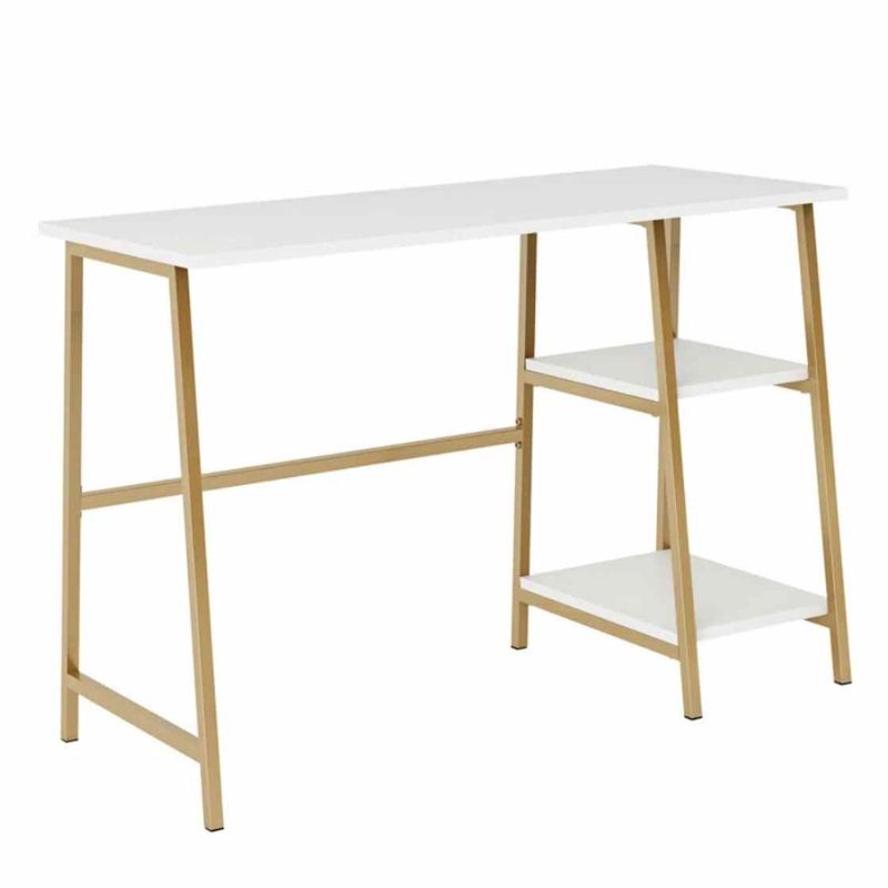 VENTITAS HOME - Escritorio Industrial Harlen Ventitas Perú Blanco y Dorado