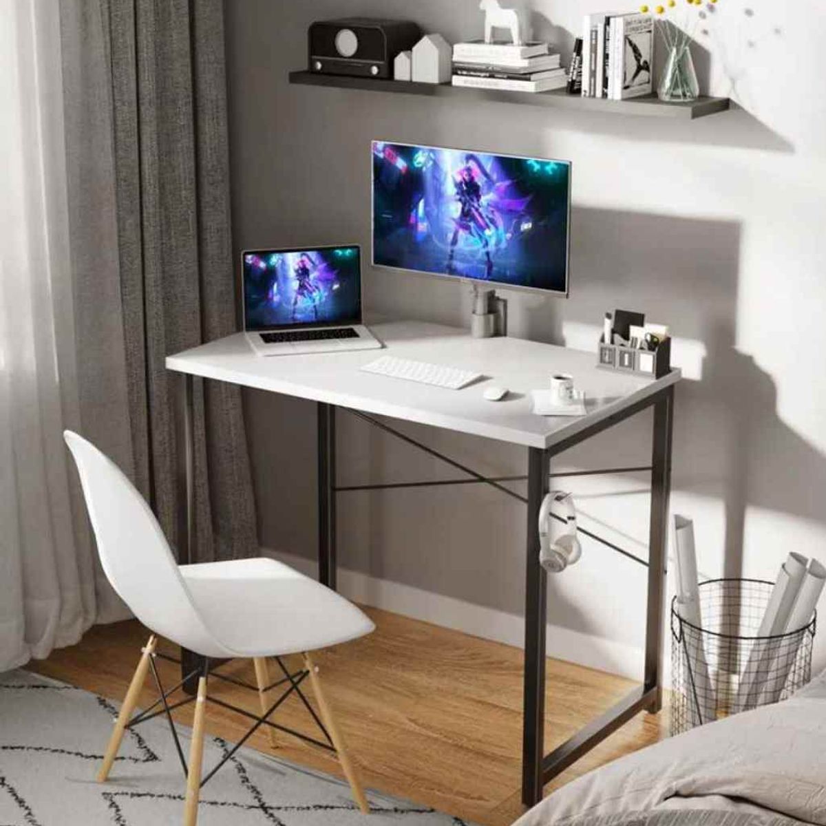 VENTITAS HOME - Escritorio Industrial 80cm Ventitas Home Blanco y Negro