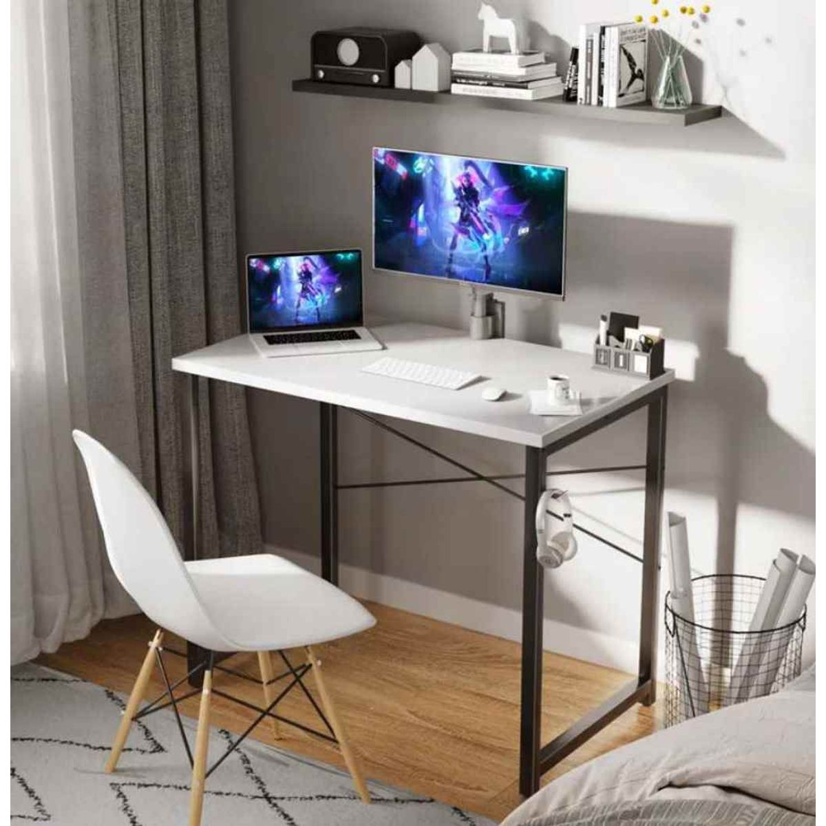 VENTITAS HOME - Escritorio Industrial 80cm Ventitas Home Blanco y Negro