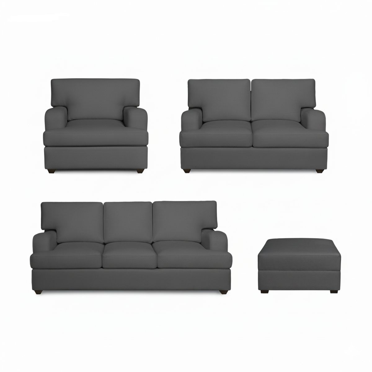 GENERICO - Juego de Sala Athina 3-2-1 + Banqueta Gris Oscuro