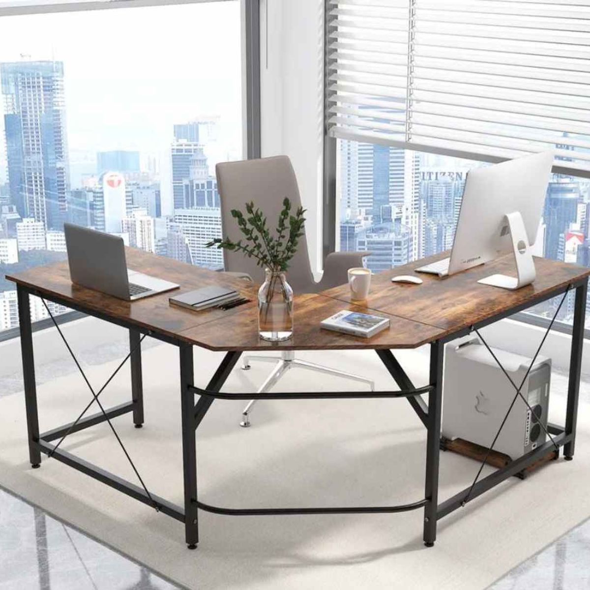 VENTITAS HOME - Escritorio Industrial Lineysha Ventitas Home Caramelo