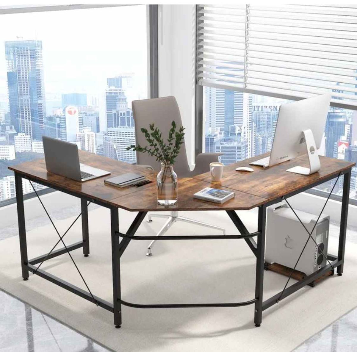 VENTITAS HOME - Escritorio Industrial Lineysha Ventitas Home Caramelo