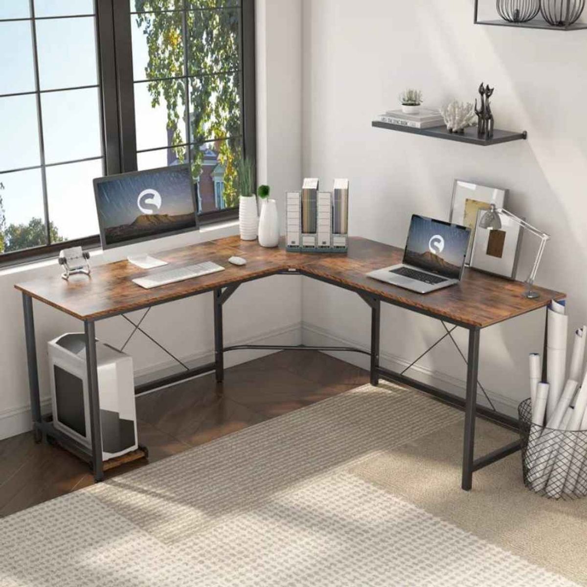 VENTITAS HOME - Escritorio Industrial Lineysha Ventitas Home Caramelo