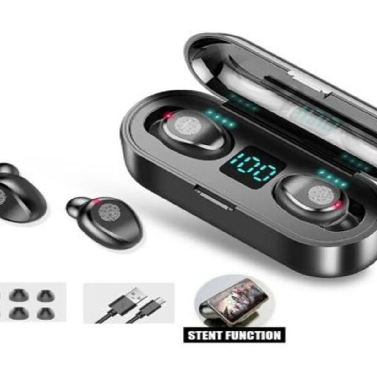 GENERICO - Audifono Touch  Inalambrico Bluetooth con PowerBank F9 Blanco