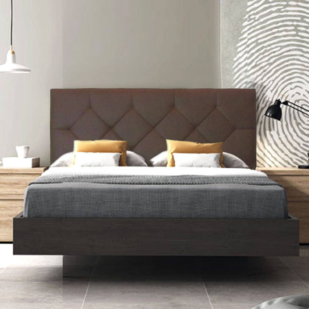 VILLA HOGAR - Cabecera Rombo 2 plazas chocolate - Villa Hogar.