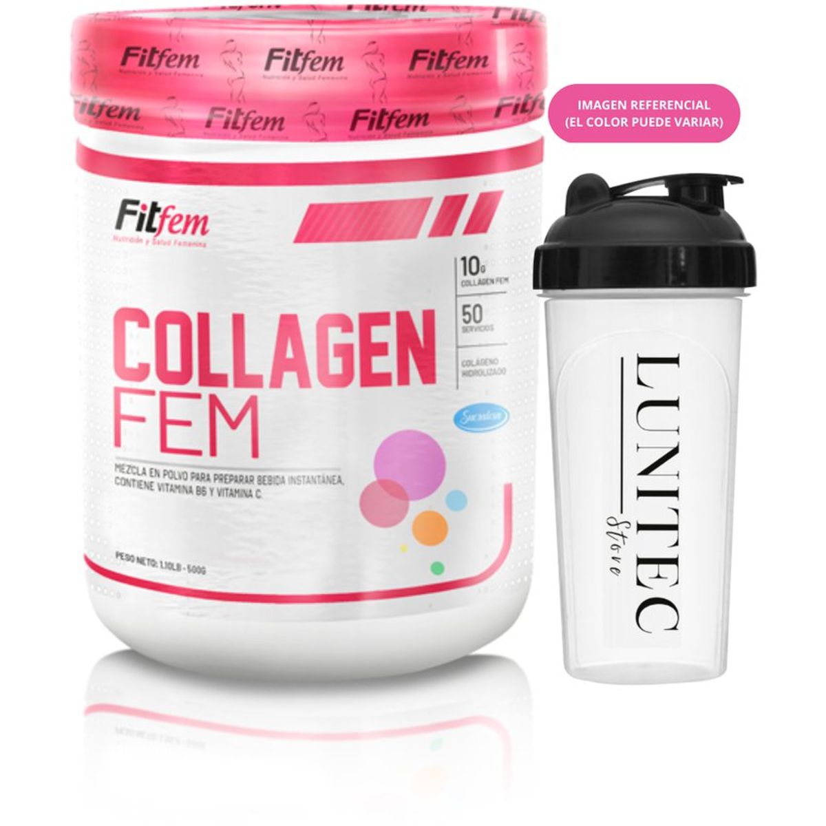 UNIVERSE NUTRITION - Colágeno Hidrolizado Fitfem Collagen Fem 500 gr Fruit Punch + Shaker