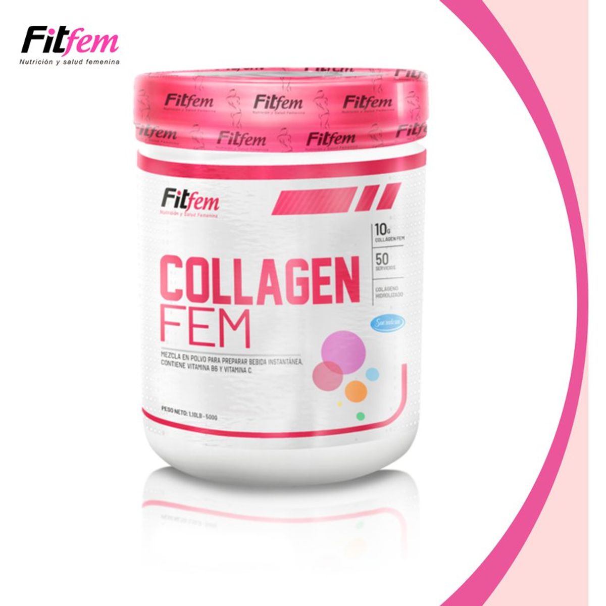 UNIVERSE NUTRITION - Colágeno Hidrolizado Fitfem Collagen Fem 500 gr Fruit Punch + Shaker