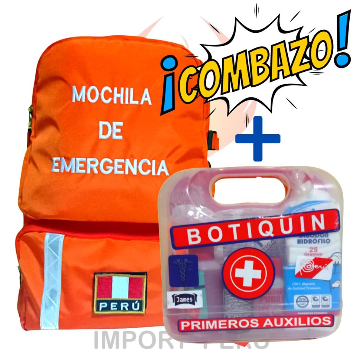 GENERICO - Mochila De Emergencia Tela Nylon Botiquín Portátil Naranja